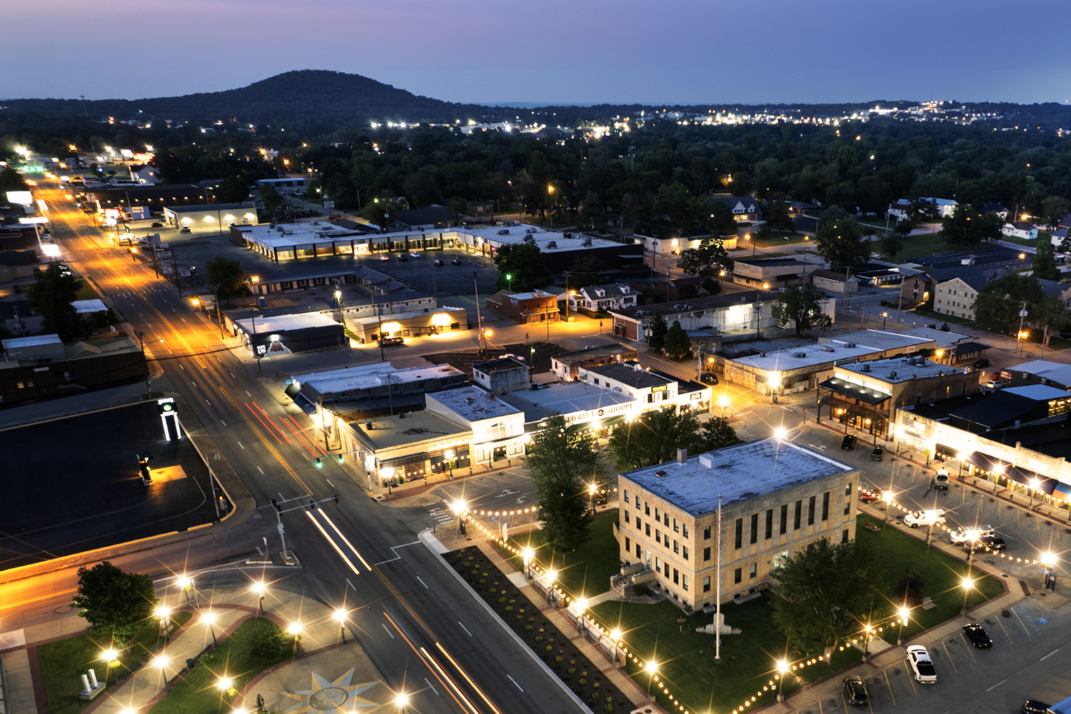 Aerial view of the new Baker District in Mountain Home, Arkansas 2023. This photo was taken by Derek Huber and edited by me.